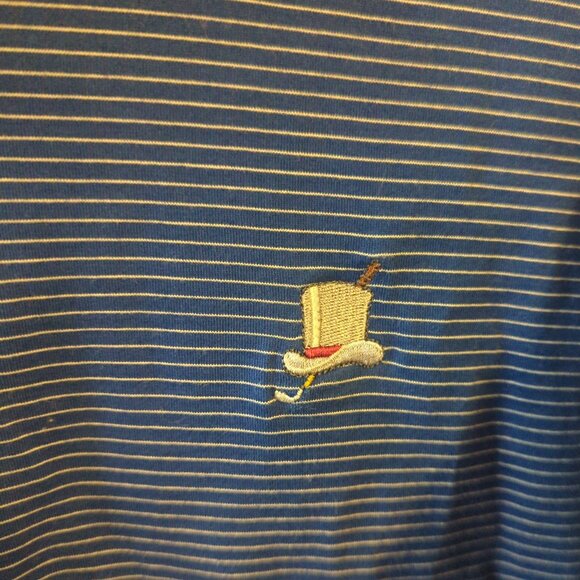 Peter Millar Mens Medium Blue Striped Performance Polo Shirt - Picture 4 of 7